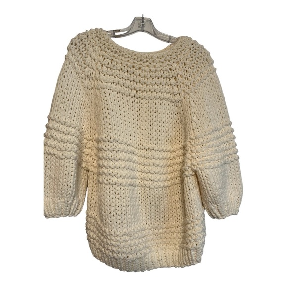 Womens SZ S/M Wishlist Cream Chunky Knit Sweater 3/4 Dolman Sleeve - Picture 1 of 3
